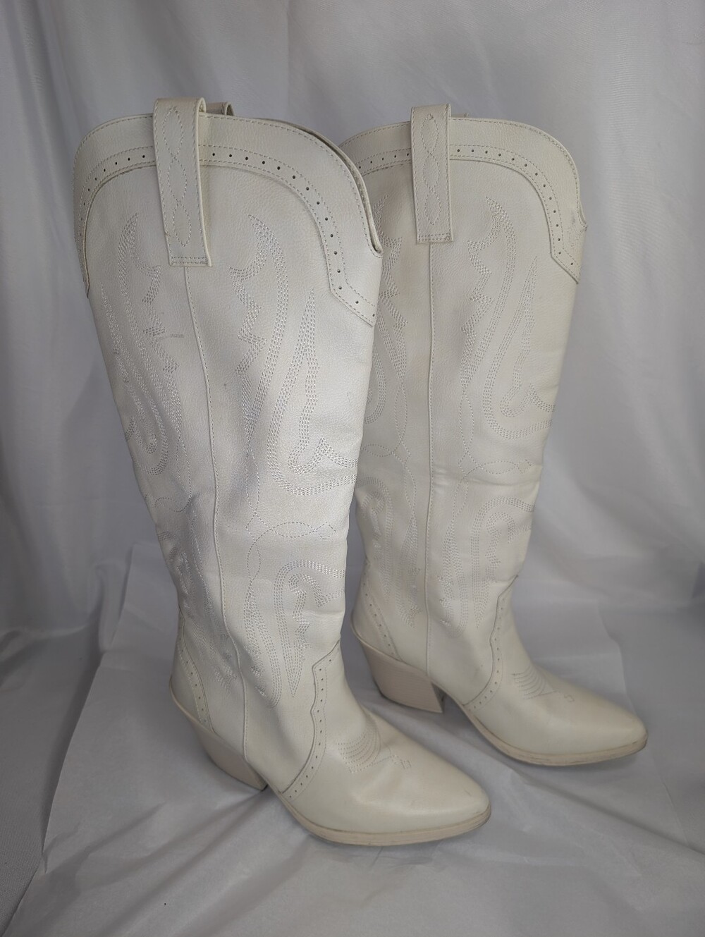 Sugar White Over-the-Knee Western Boots
